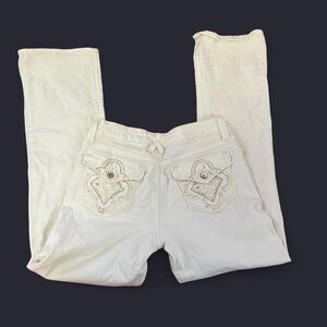 vintage y2k White Embellished Back Pocket Skinny Jeans